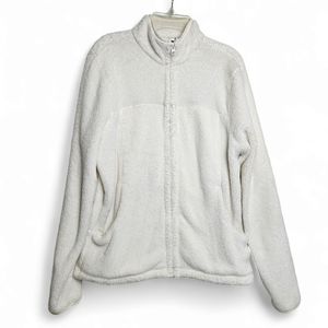 Lands' End Women's Soft Ivory Fleece Jacket Size S